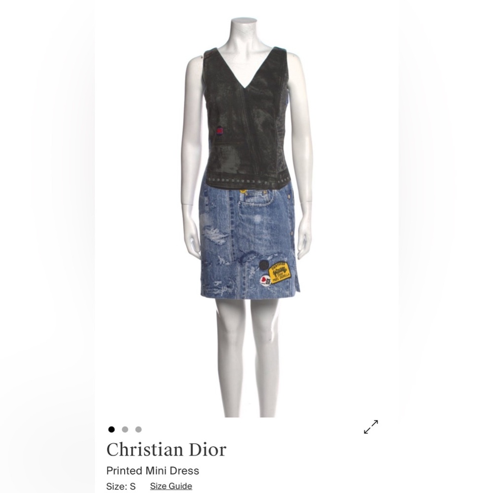 Christian Dior Denim Printed Patchwork Mini Dress… - image 1